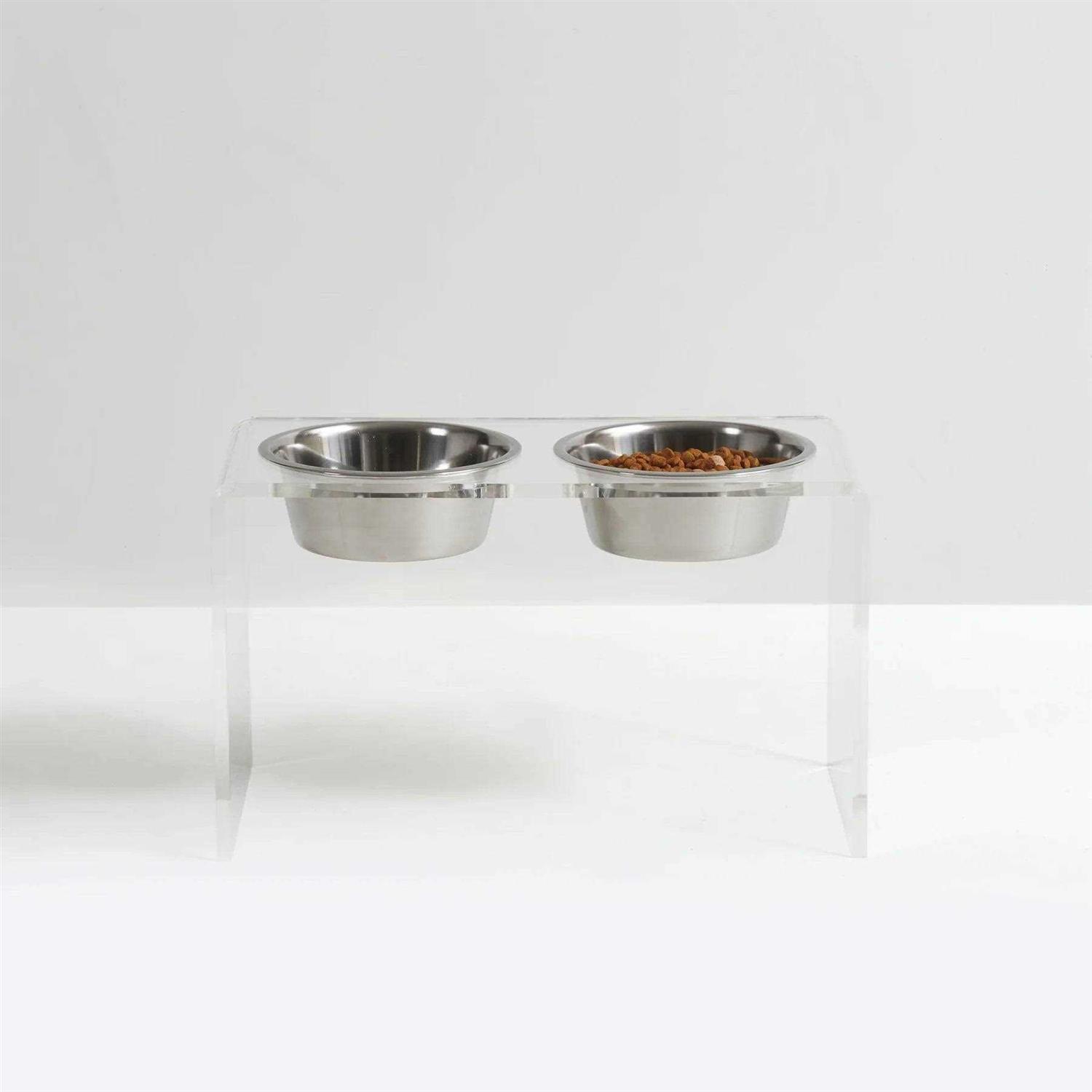 Hiddin Clear Double Bowl Pet Feeder