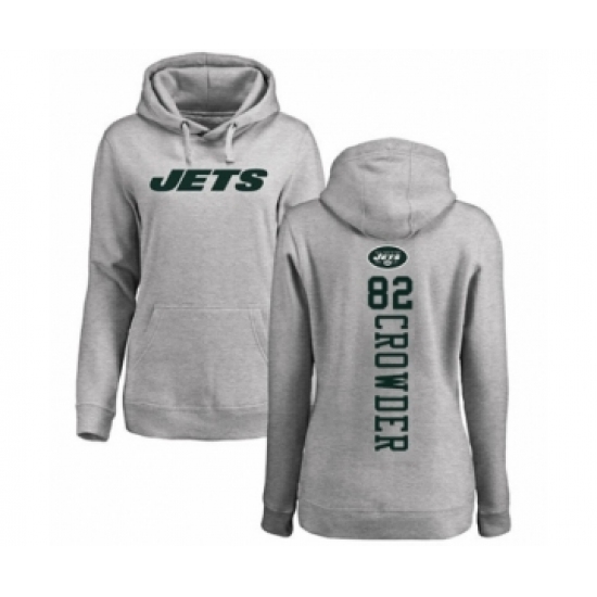 Football Women's New York Jets #82 Jamison Crowder Ash Backer Pullover Hoodie