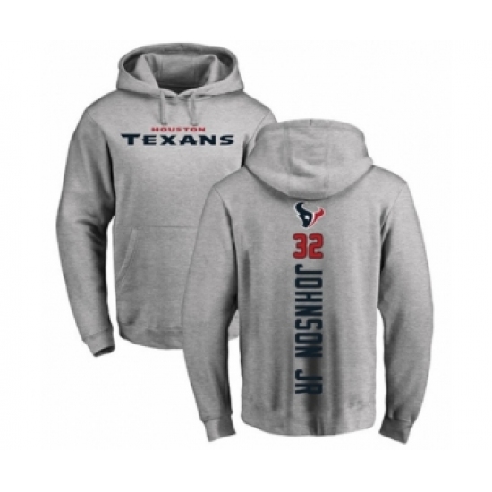 Football Houston Texans #32 Lonnie Johnson Ash Backer Pullover Hoodie