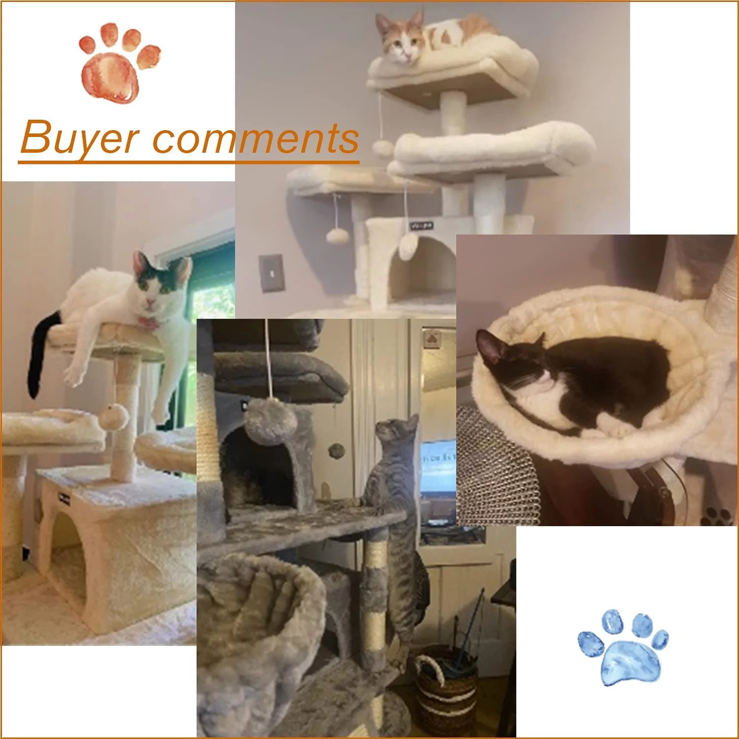 Sha Cerlin 68'' Bluish-grey Cat Tree and Tower for Large Adult Cats with Sisal Scratching Posts, Multi Level - Curated Treasures Market