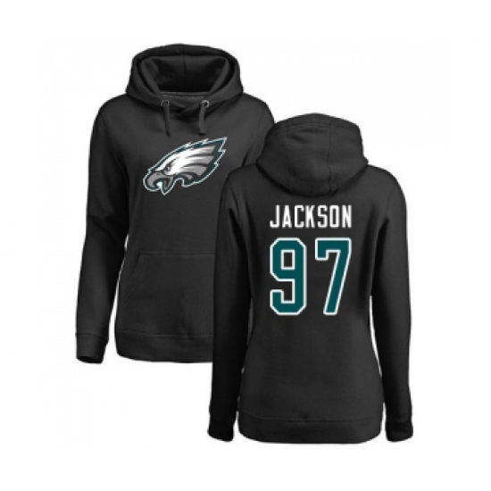 Women's Philadelphia Eagles #97 Malik Jackson Black Name & Number Logo Pullover Hoodie