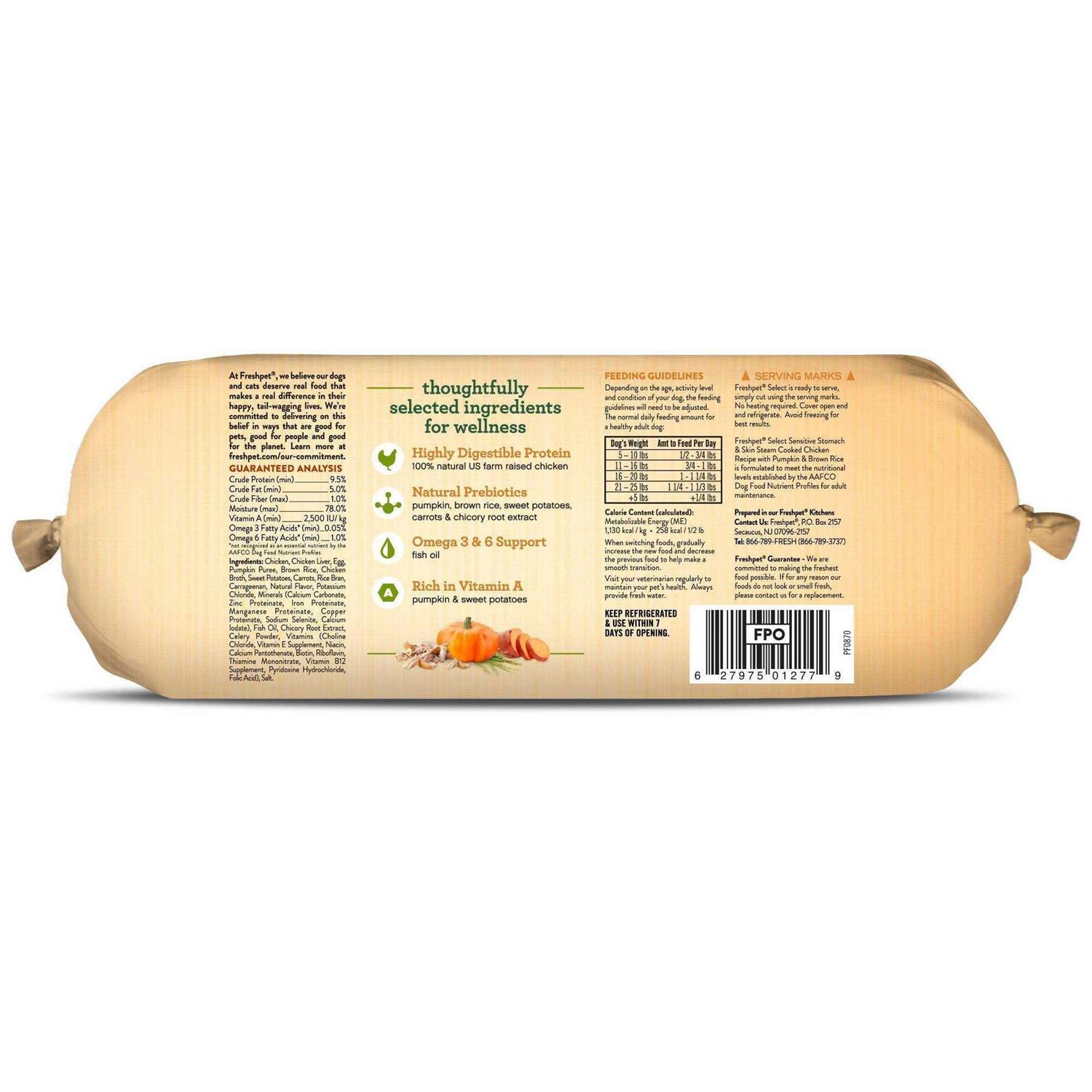 Freshpet Select Sensitive Stomach & Skin Steam Cooked Chicken Recipe Dog Food