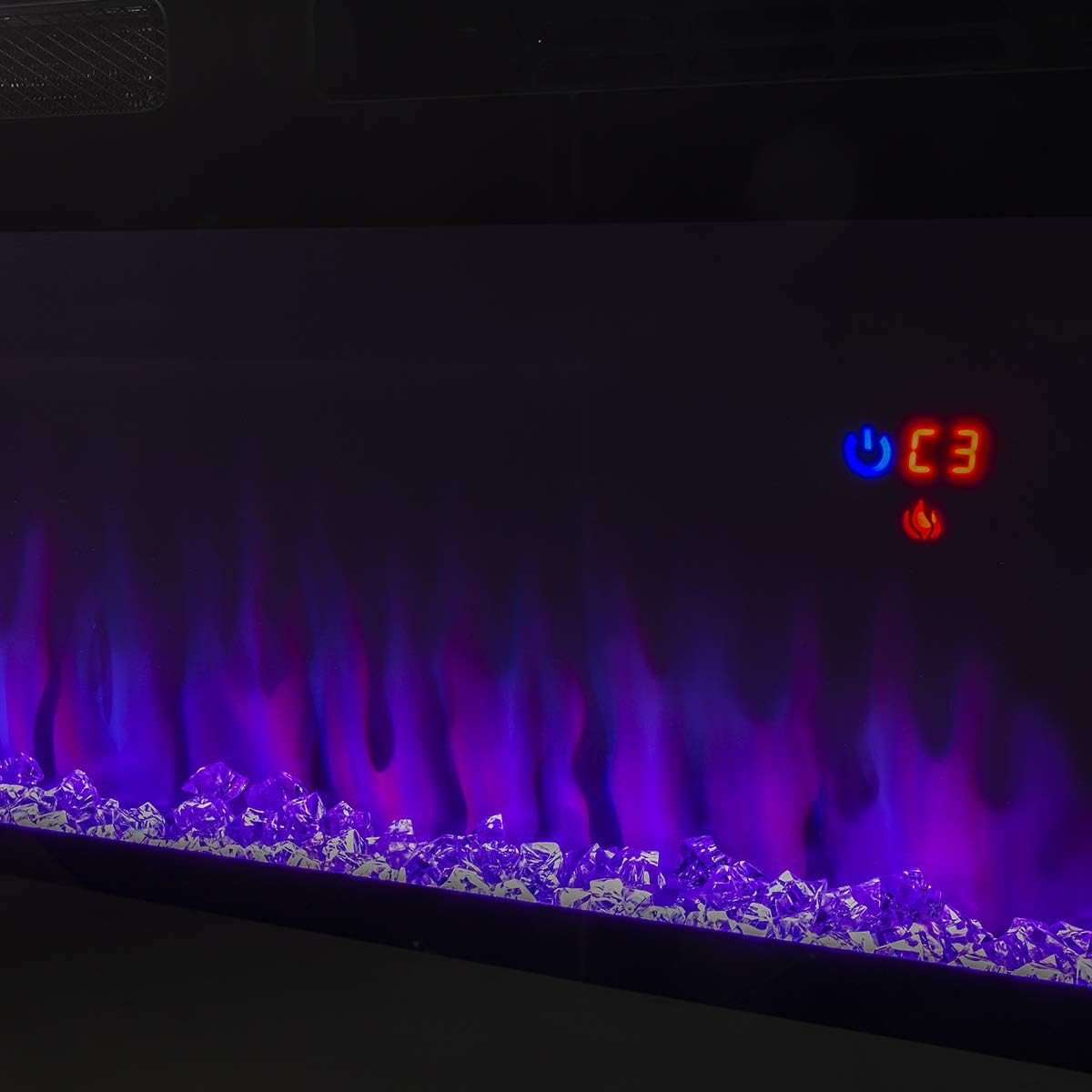 XtremepowerUS 1500W Recessed Electric Insert Fireplace Wall Mounted Fire Place Heater Multicolor Flame, Remote Control