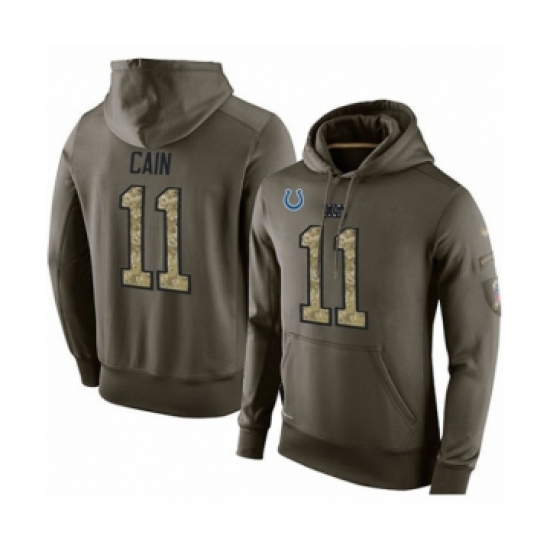 Football Indianapolis Colts #11 Deon Cain Green Salute To Service Men's Pullover Hoodie