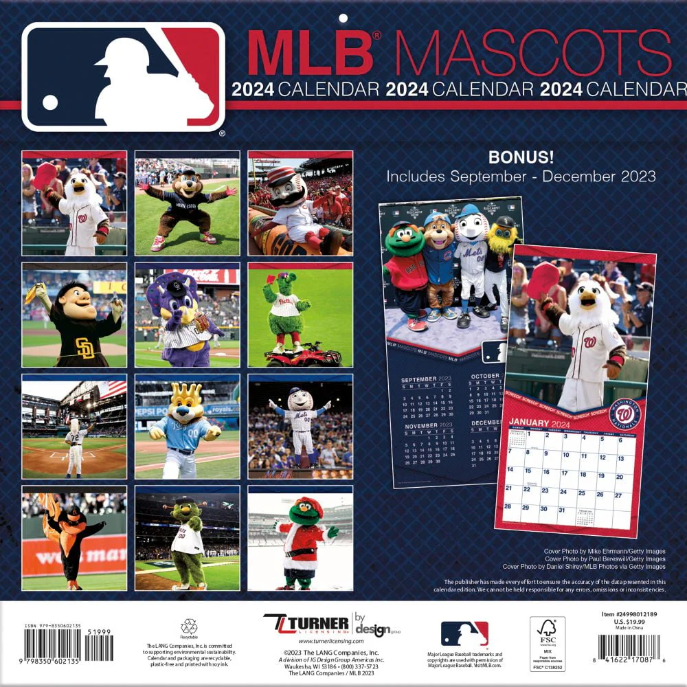 Mlb Mascots 2024 12x12 Wall Calendar (Other)