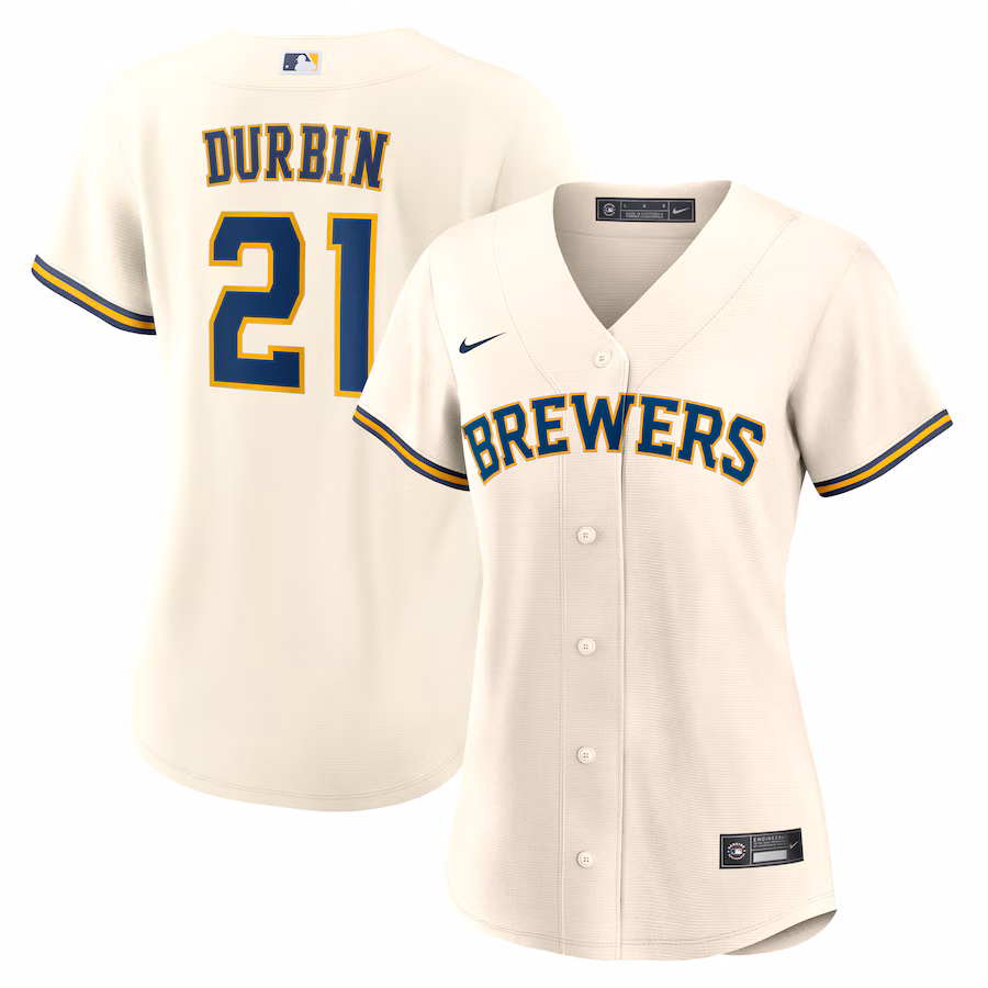 Women's Milwaukee Brewers Caleb Durbin Nike Cream Home Replica Jersey