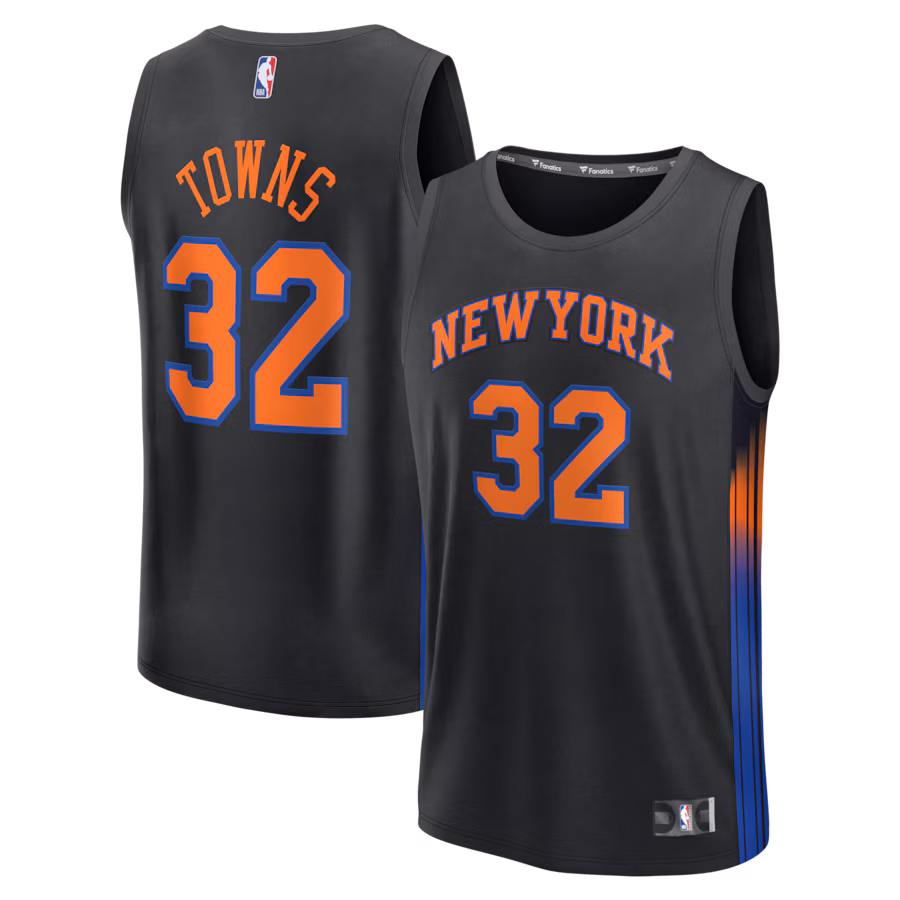 Men's New York Knicks Karl-Anthony Towns Fanatics Black Fast Break Jersey - Statement Edition