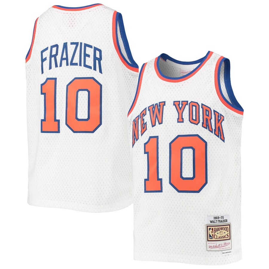 Youth New York Knicks Walt Frazier Mitchell & Ness White 1969-70 Hardwood Classics Swingman Jersey