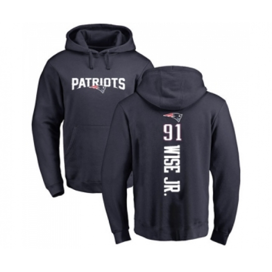 Football New England Patriots #91 Deatrich Wise Jr Navy Blue Backer Pullover Hoodie