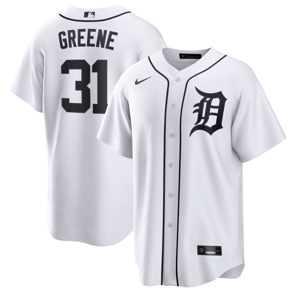 Men's  Detroit Tigers Riley Greene Nike White Home Replica Jersey