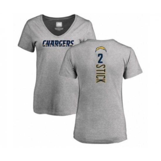 Football Women's Los Angeles Chargers #2 Easton Stick Ash Backer T-Shirt