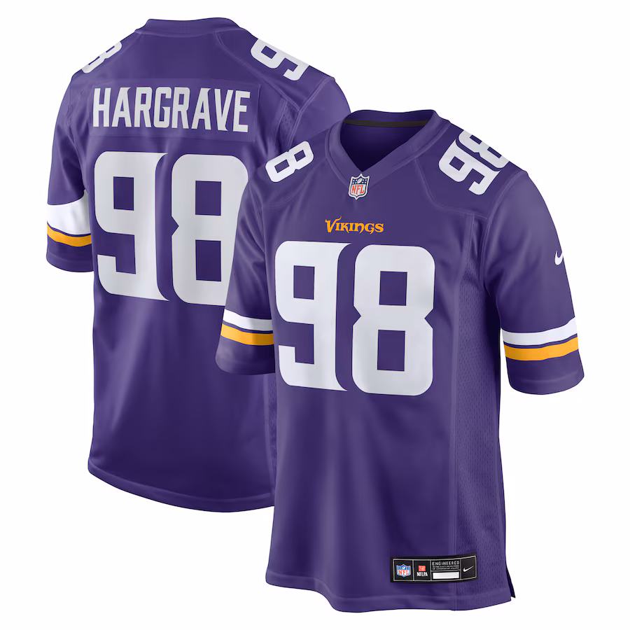 Men's Minnesota Vikings Javon Hargrave Nike Purple Team Game Jersey