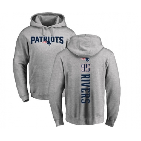 Football New England Patriots #95 Derek Rivers Ash Backer Pullover Hoodie