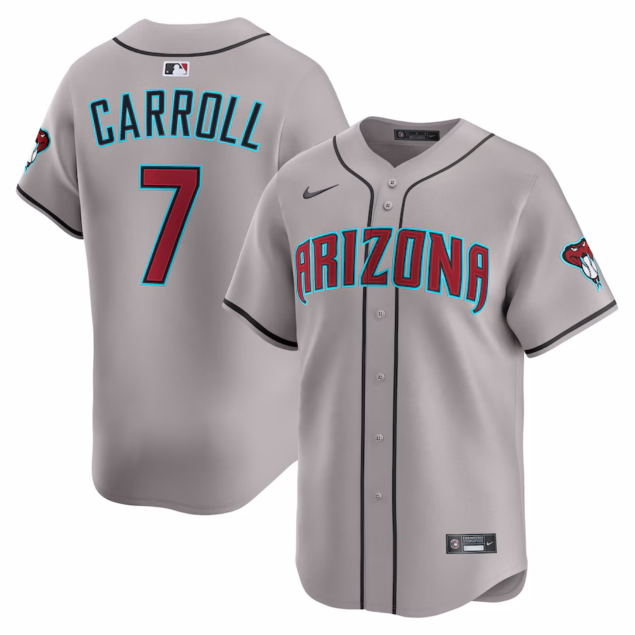 Men's Arizona Diamondbacks Corbin Carroll Nike Gray Road Limited Player Jersey