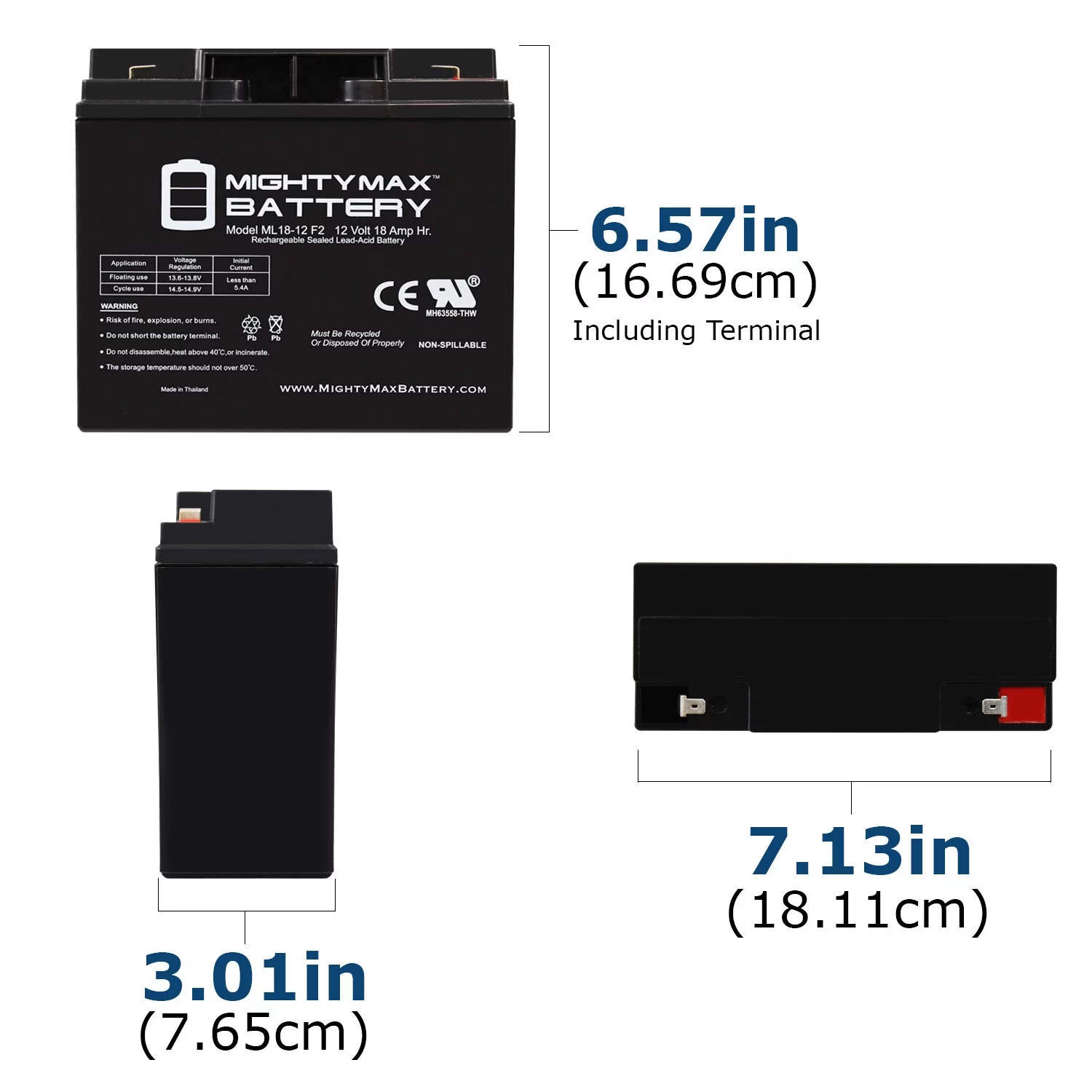 12V 18AH F2 SLA Replacement Battery for Power Sonic PS-12180 - Curated Treasures Market