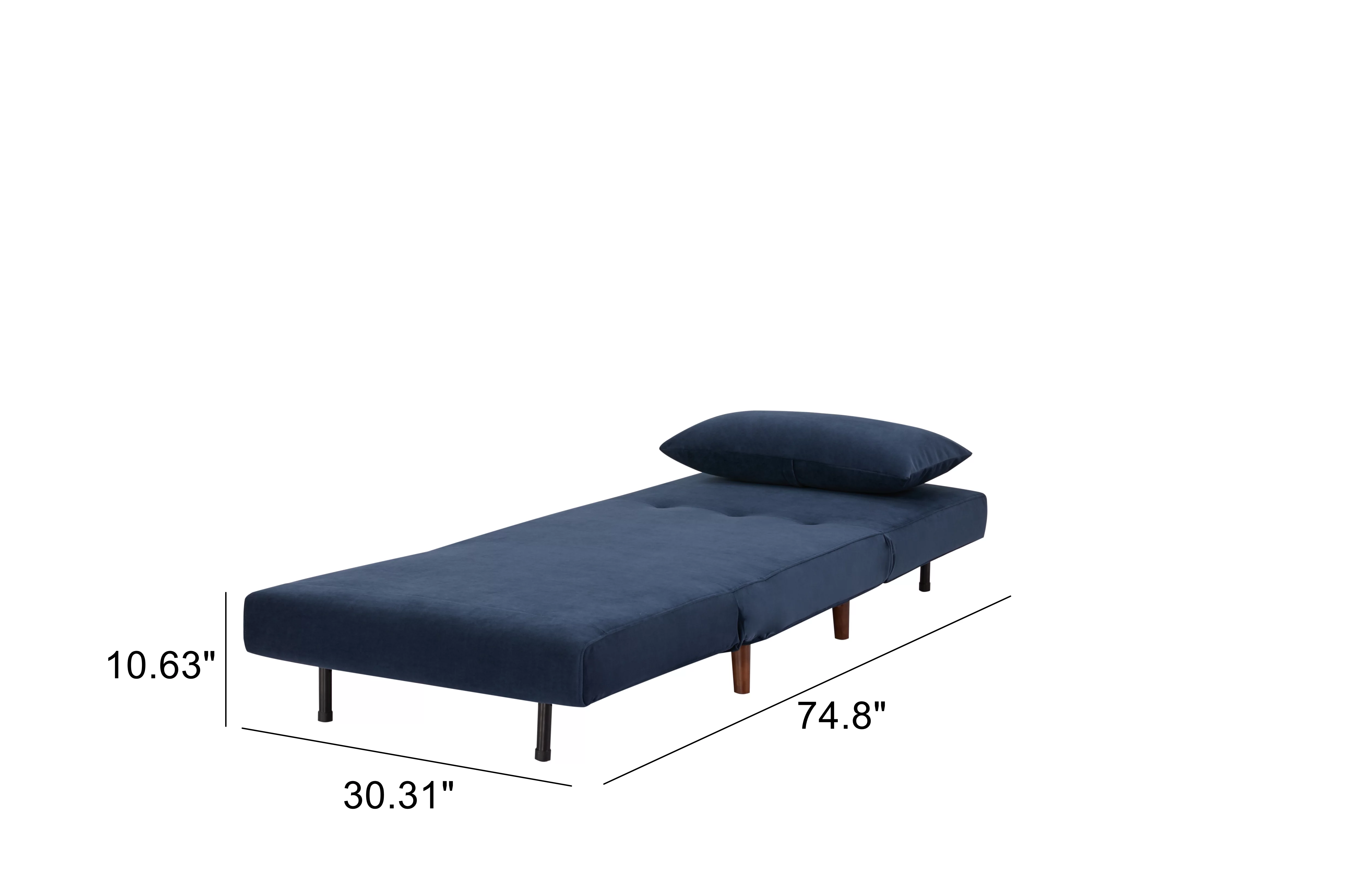 A&D Home Tustin Polyester Convertible Futon Chair, Light Gray