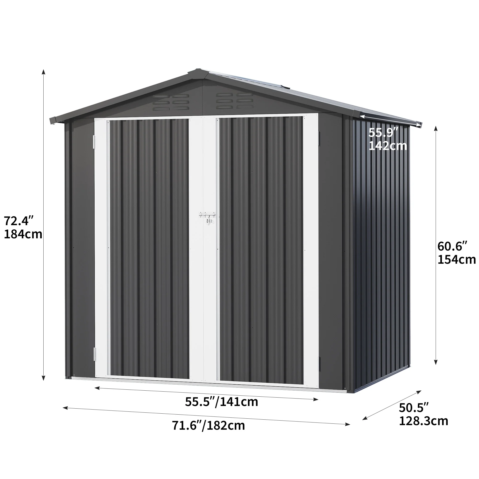 Dextrus 6x4 FT Outdoor Storage Shed, Large Metal Tool Sheds, Heavy Duty Storage House with Lockable Doors & Air Vent for Backyard Patio Lawn to Store Bikes, Tools, Lawnmowers - Curated Treasures Market