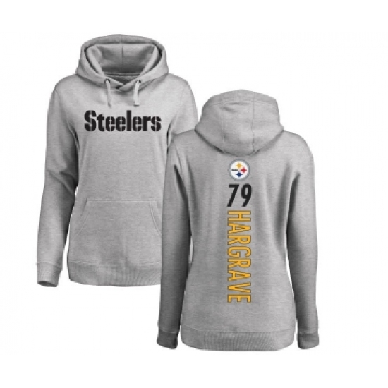 Football Women's Pittsburgh Steelers #79 Javon Hargrave Ash Backer Pullover Hoodie