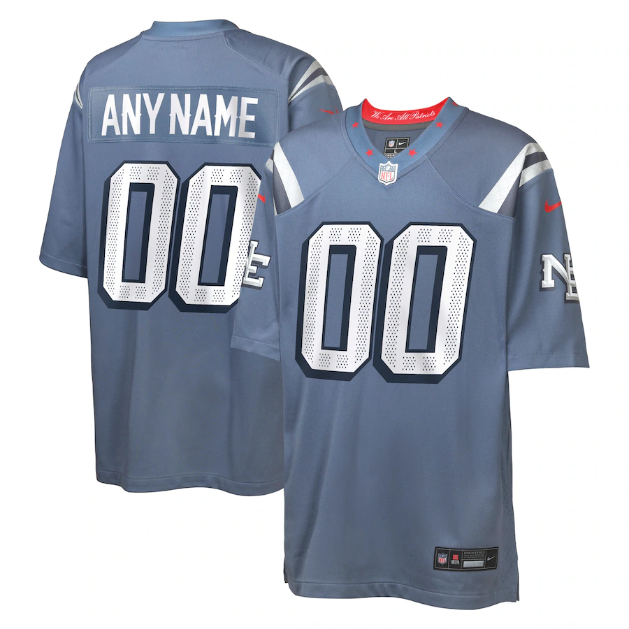 Men's New England Patriots Nike Storm Blue 2025 Rivalries Collection Custom Game Jersey