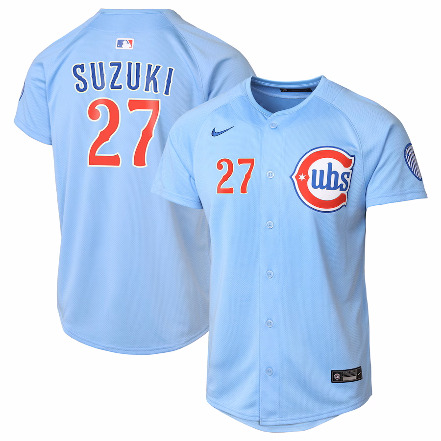 Youth Chicago Cubs Seiya Suzuki Nike Light Blue 2nd Alternate Limited Player Jersey