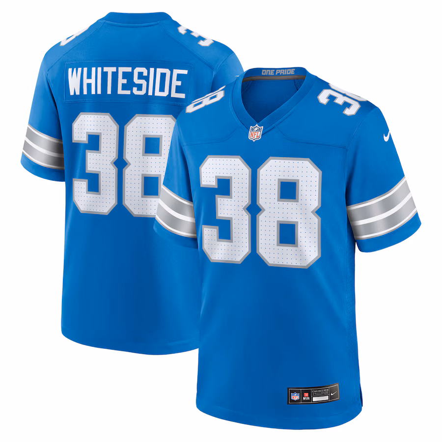 Men's Detroit Lions Nick Whiteside Nike Blue Team Game Jersey