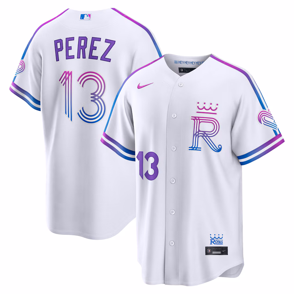 Men's Kansas City Royals Salvador Perez Nike White 2026 City Connect Stadium Jersey
