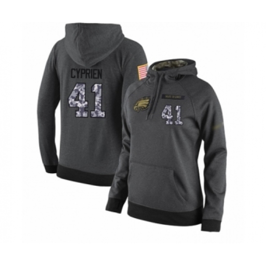 Football Women's Philadelphia Eagles #41 Johnathan Cyprien Stitched Black Anthracite Salute to Service Player Performance Hoodie