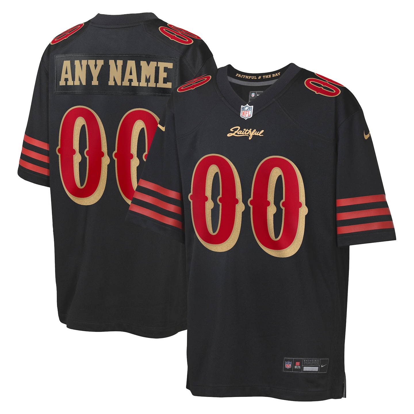 Youth San Francisco 49ers Nike Black 2025 Rivalries Collection Custom Game Jersey