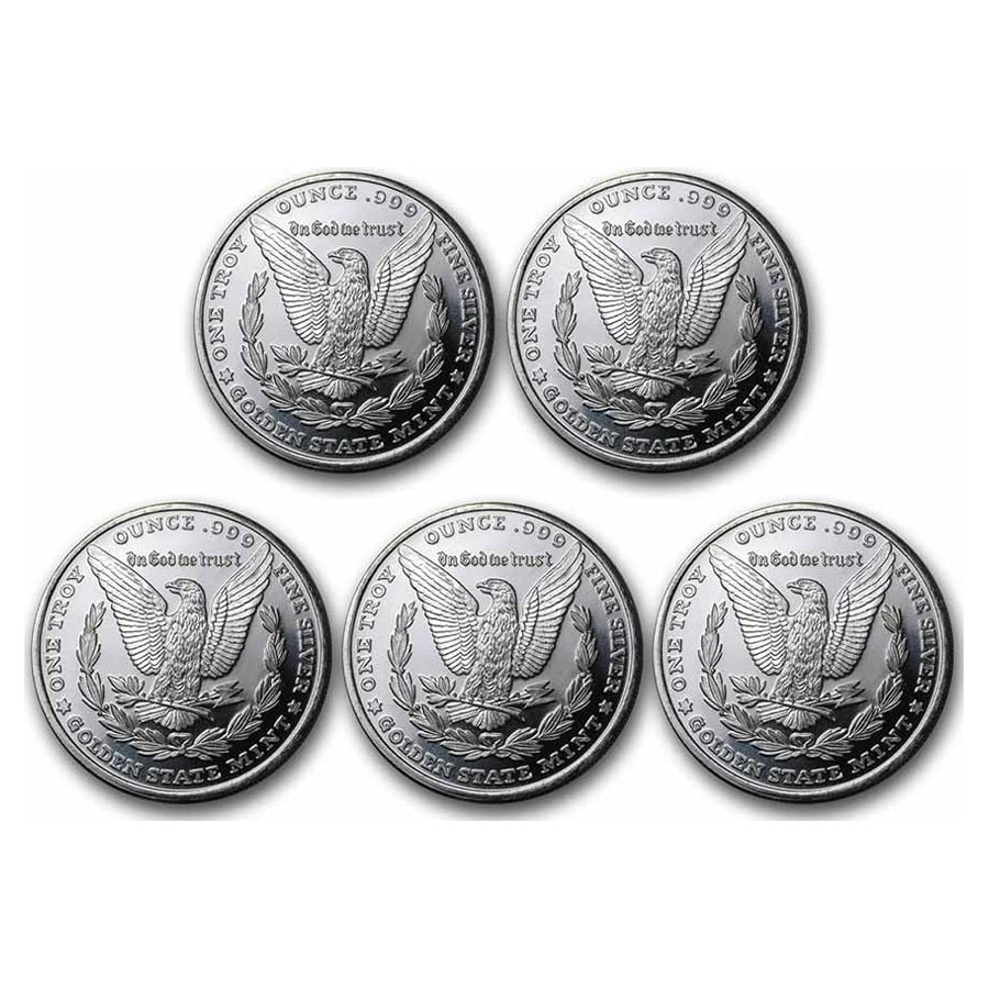 1 oz Silver Round - Morgan Dollar Design - (Lot of 5) - Walmart