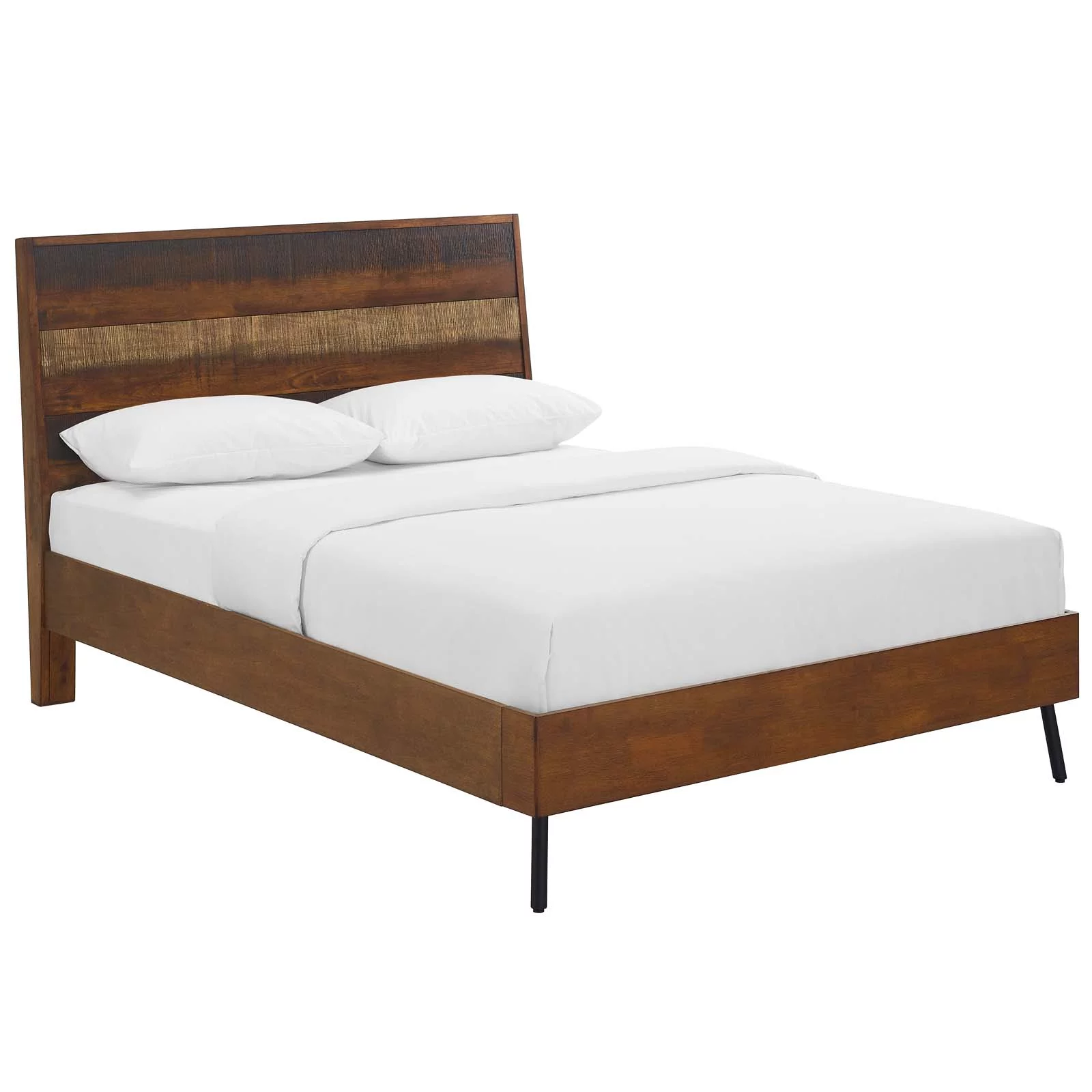 Modway Arwen Queen Rustic Wood Bed in Walnut