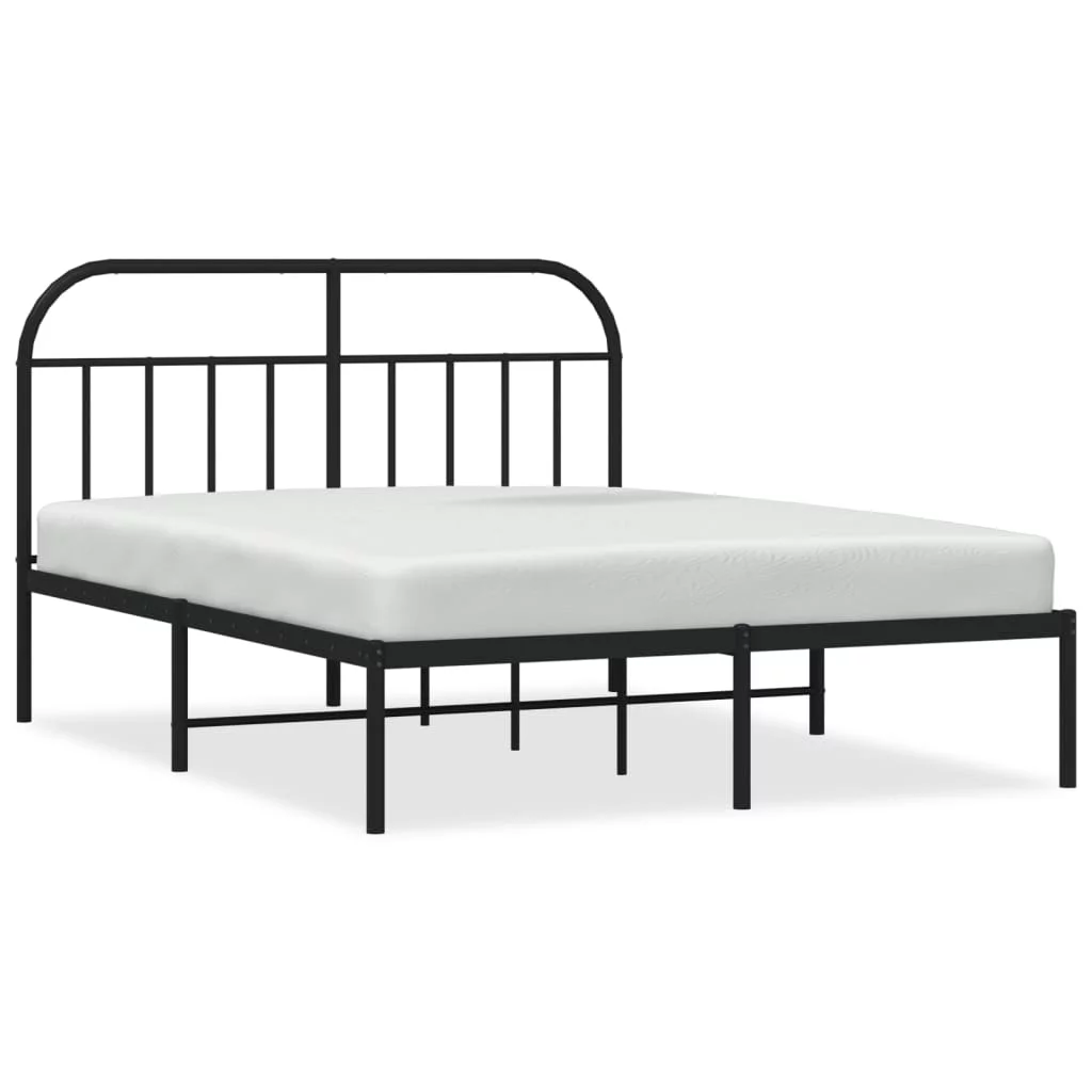 Htovila Metal Bed Frame with Headboard Black 59.8x78.7