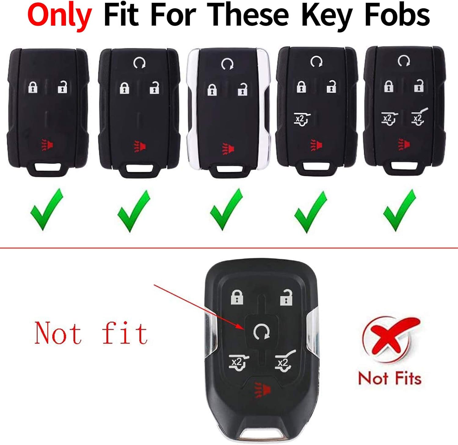 Key Fob Cover Case for 2014-2018 1500 2500HD 3500HD 2015-2018 Canyon Key Cover Smart Remote 3/4/5/6 Button Control Protector 3/4/5/6 Button （red）