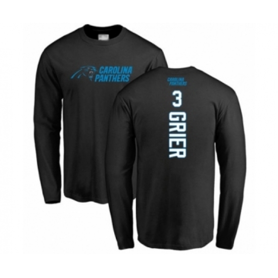 Football Carolina Panthers #3 Will Grier Black Backer Long Sleeve T-Shirt