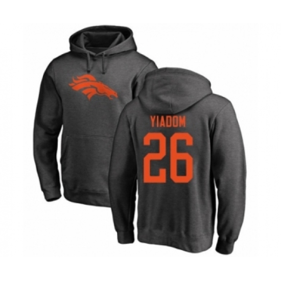 Football Denver Broncos #26 Isaac Yiadom Ash One Color Pullover Hoodie