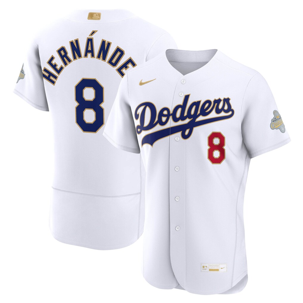 Men's Los Angeles Dodgers Enrique Hernández Nike White 2026 Gold Collection Authentic Jersey