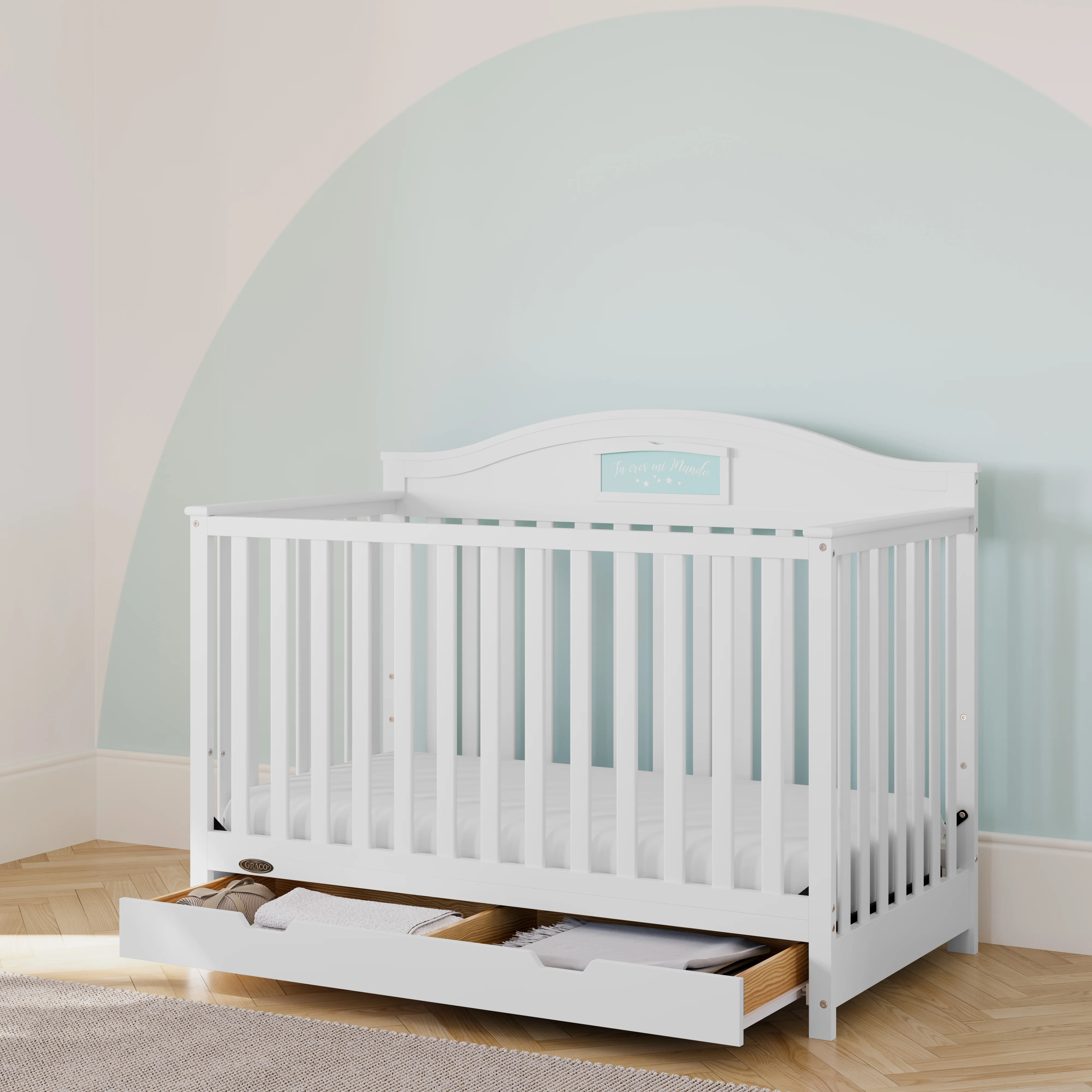 Graco Story 5-in-1 Convertible Baby Crib with Drawer, White - Curated Treasures Market