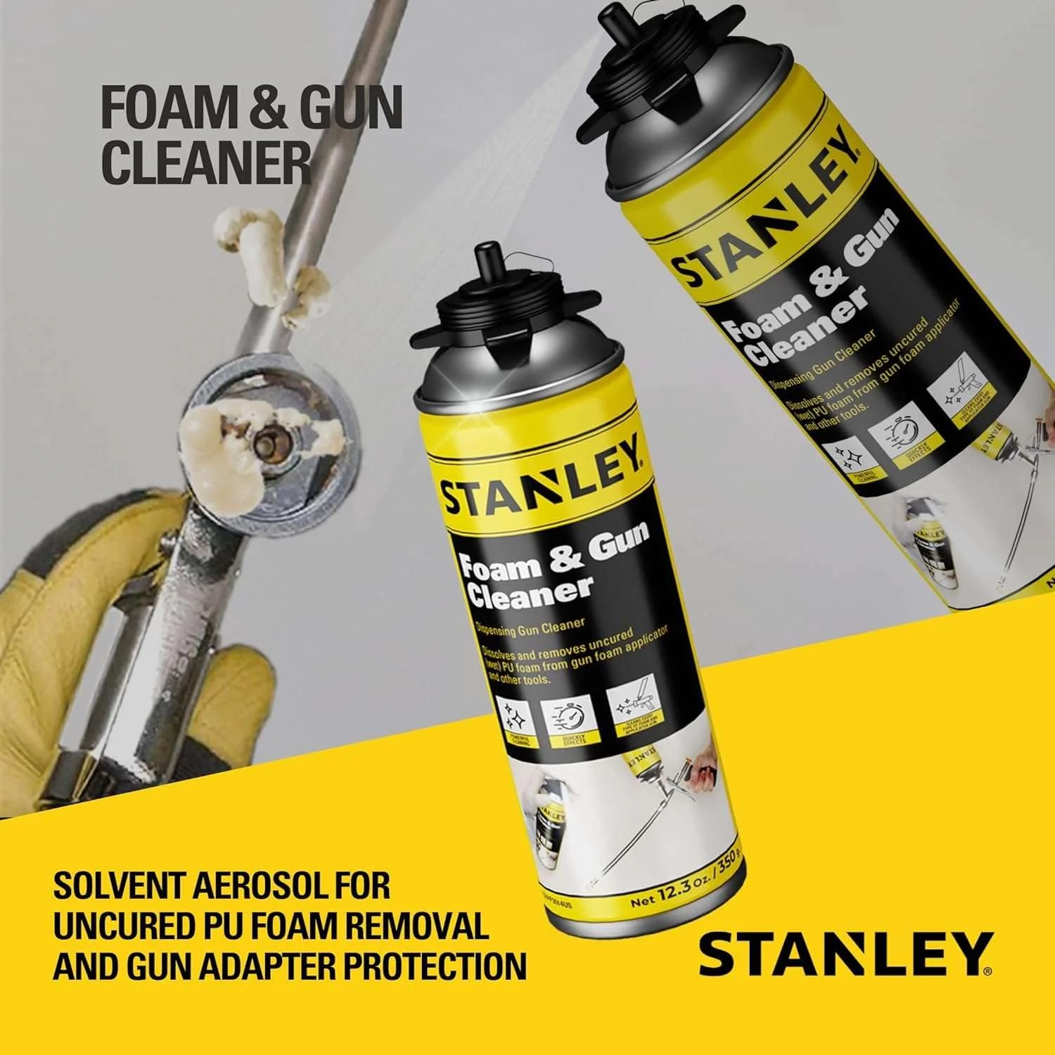 STANLEY Foam Gun Cleaner, Sealant Remover 12.3 oz. - 1 Pack (Gun not included) - Curated Treasures Market