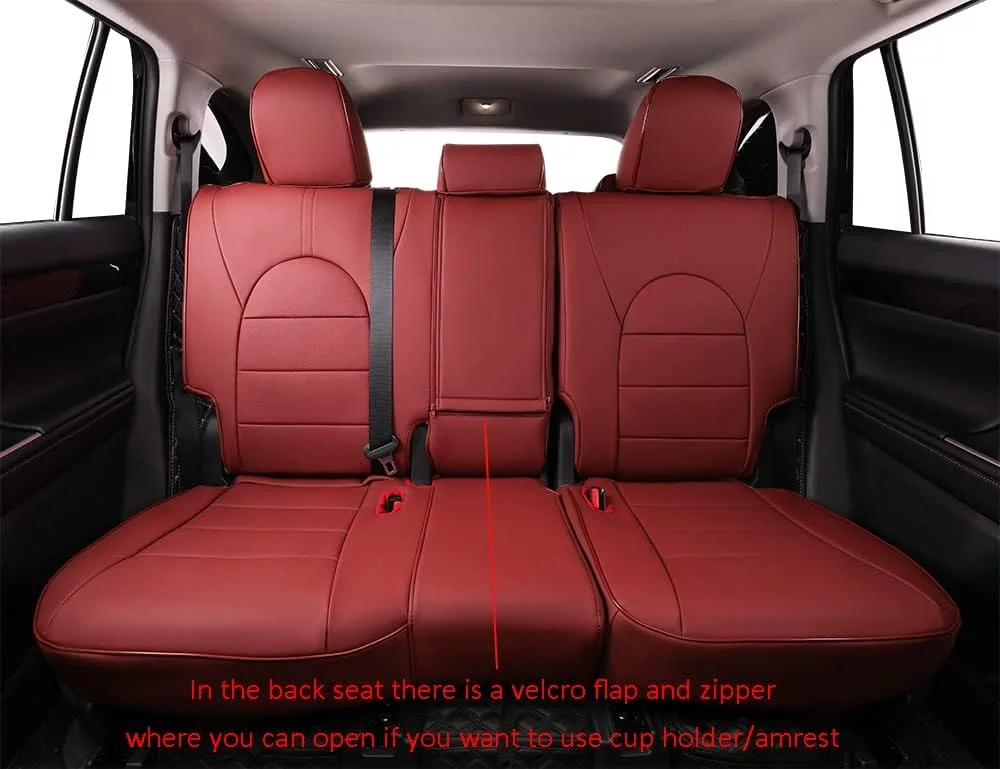 EKR Custom Fit Yukon Car Seat Covers for GMC Yukon SLE,SLT,AT4 2015 2016 2017 2018 2019 2020 2021 2022 2023 - Full Set Leather Auto Seat Covers(Burgundy) - Curated Treasures Market