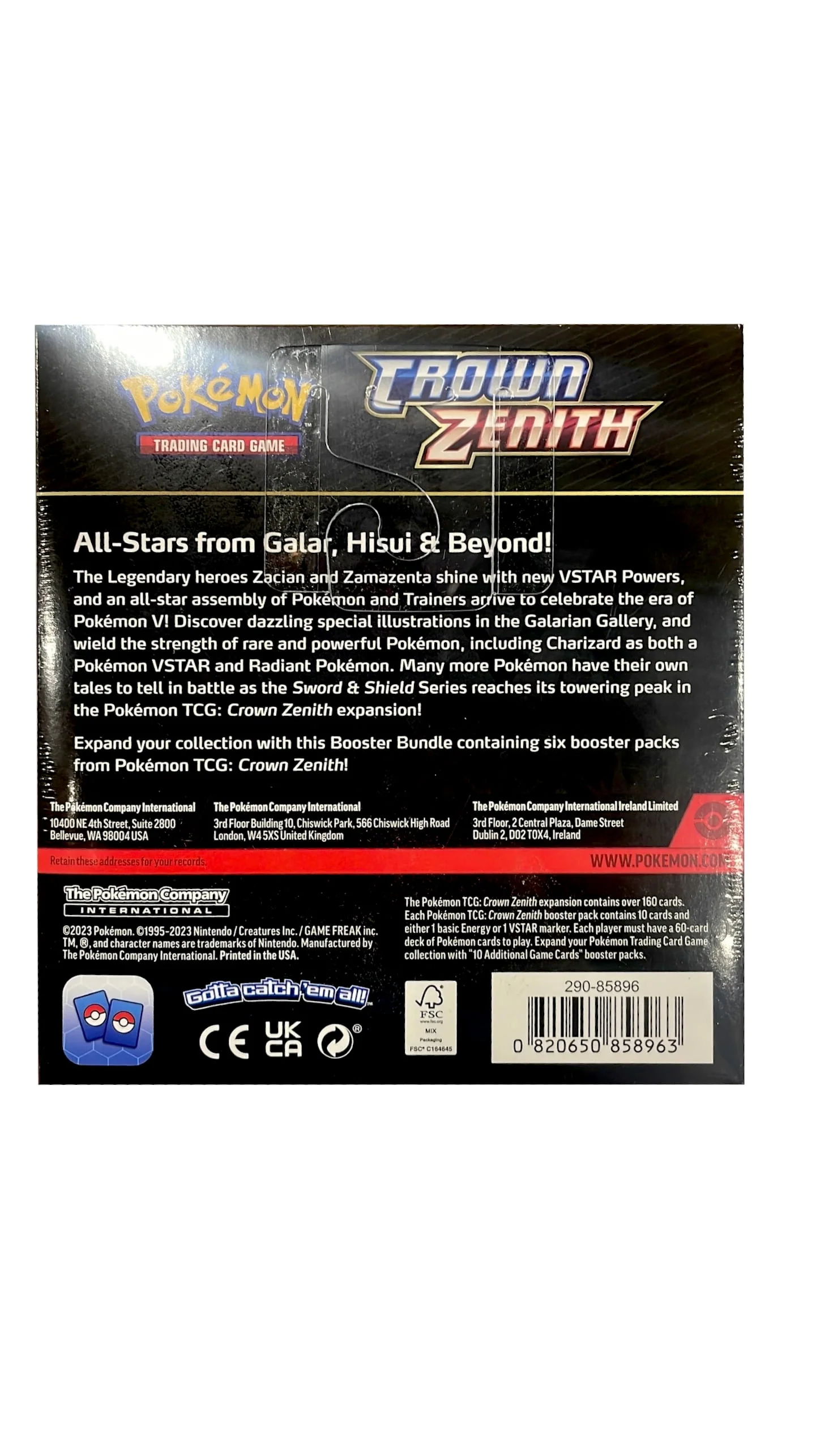 Pokemon Trading Card Games SAS12.5 Crown Zenith Bundle 6 Booster Packs - 0.35 lb