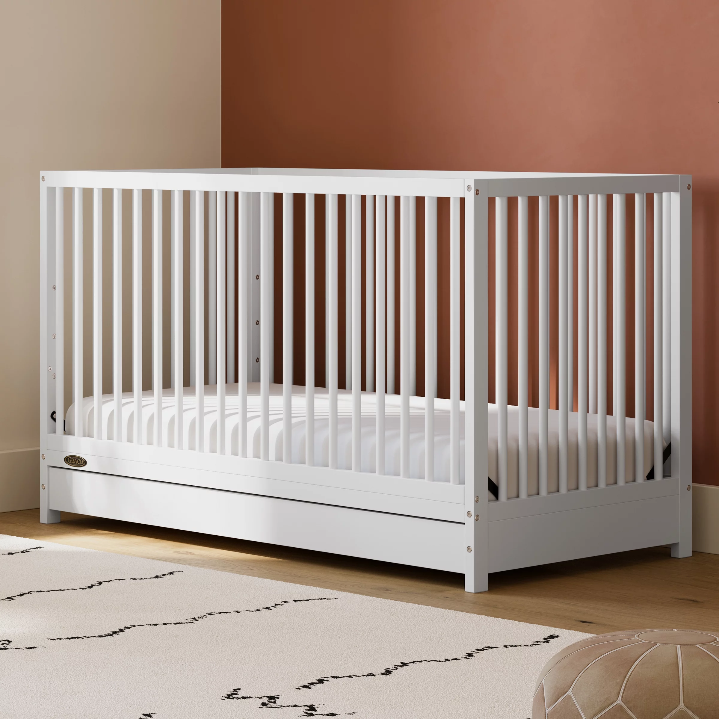 Graco Teddi 5-in-1 Convertible Baby Crib with Drawer, White - Curated Treasures Market