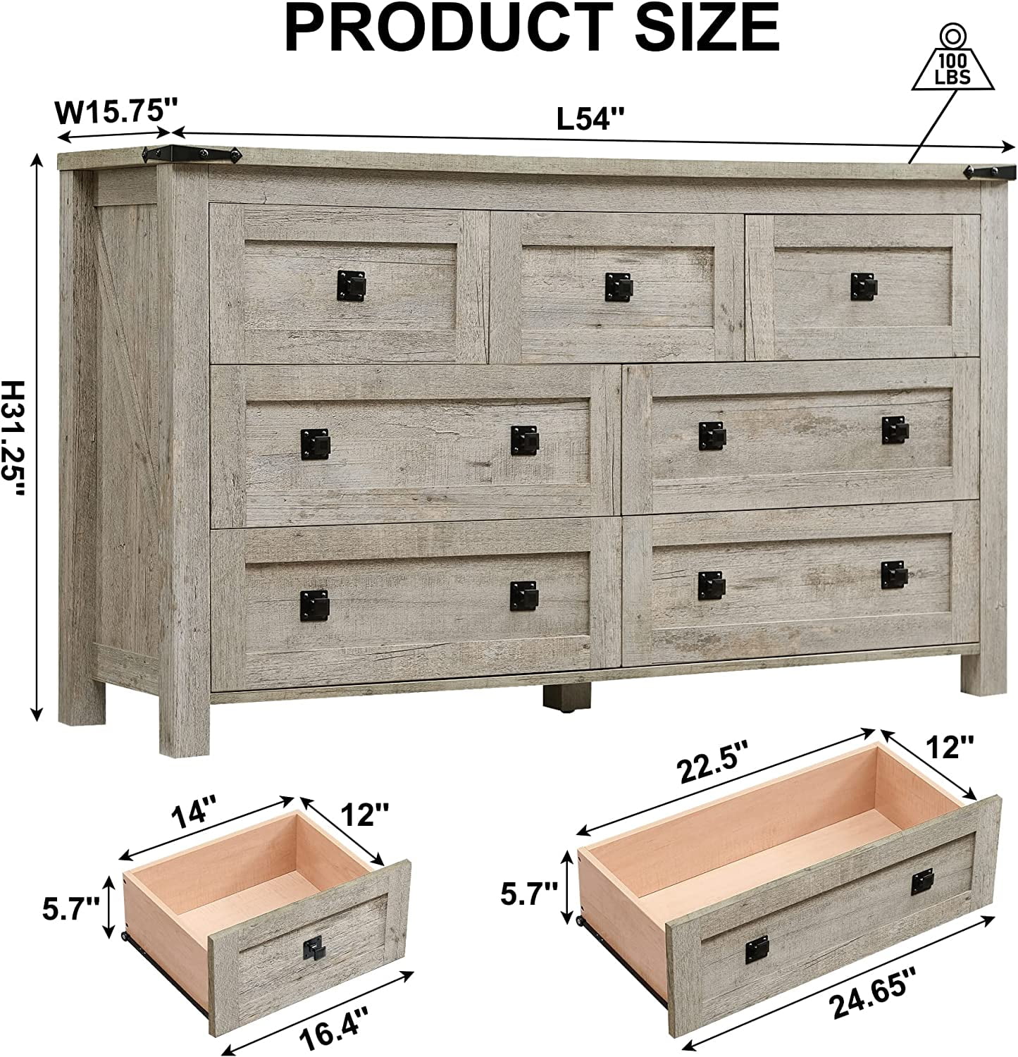 Popular Farmhouse 6 Drawers Dresser Chests for Bedroom  Wood Rustic Wide Chset of Drawers Storage Dressers Organizer for Bedroom  Living Room Hallway  Dark Rustic Oak - Curated Treasures Market