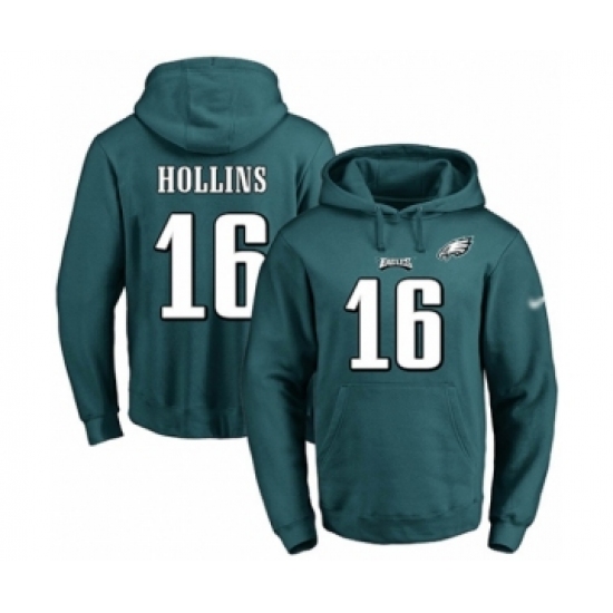 Football Men's Philadelphia Eagles #16 Mack Hollins Green Name & Number Pullover Hoodie