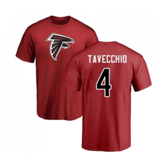 Football Atlanta Falcons #4 Giorgio Tavecchio Red Name & Number Logo T-Shirt