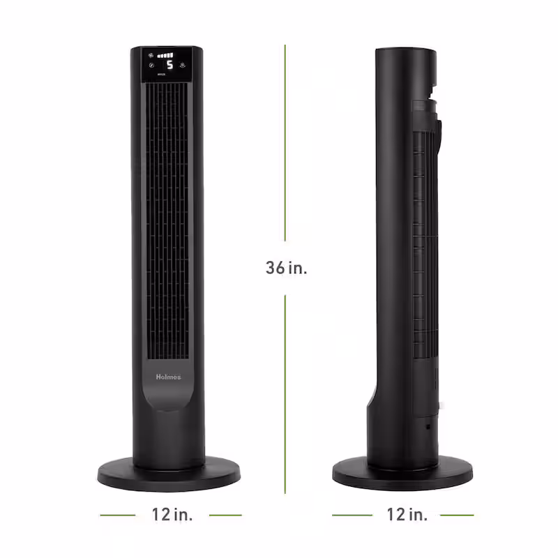 36 in. Clean Breeze Oscillating 6-Speed Black Digital Tower Fan with Remote Control Black