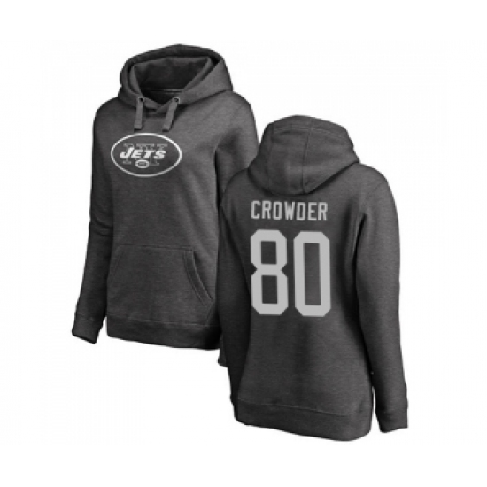 Football Women's New York Jets #80 Jamison Crowder Ash One Color Pullover Hoodie
