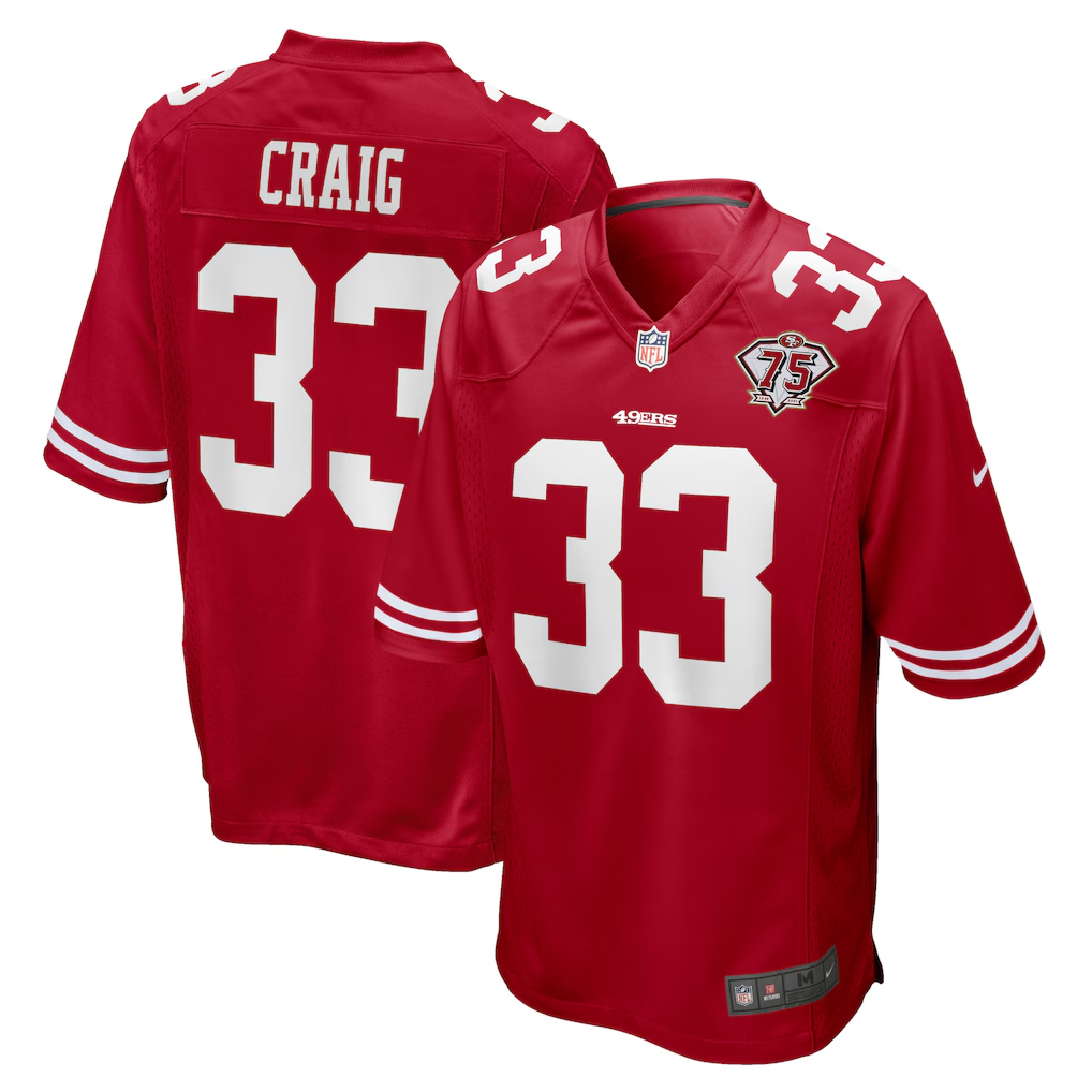 Men’s San Francisco 49ers #33 Roger Craig Scarlet Red Retired Player NFL Nike Elite Jersey