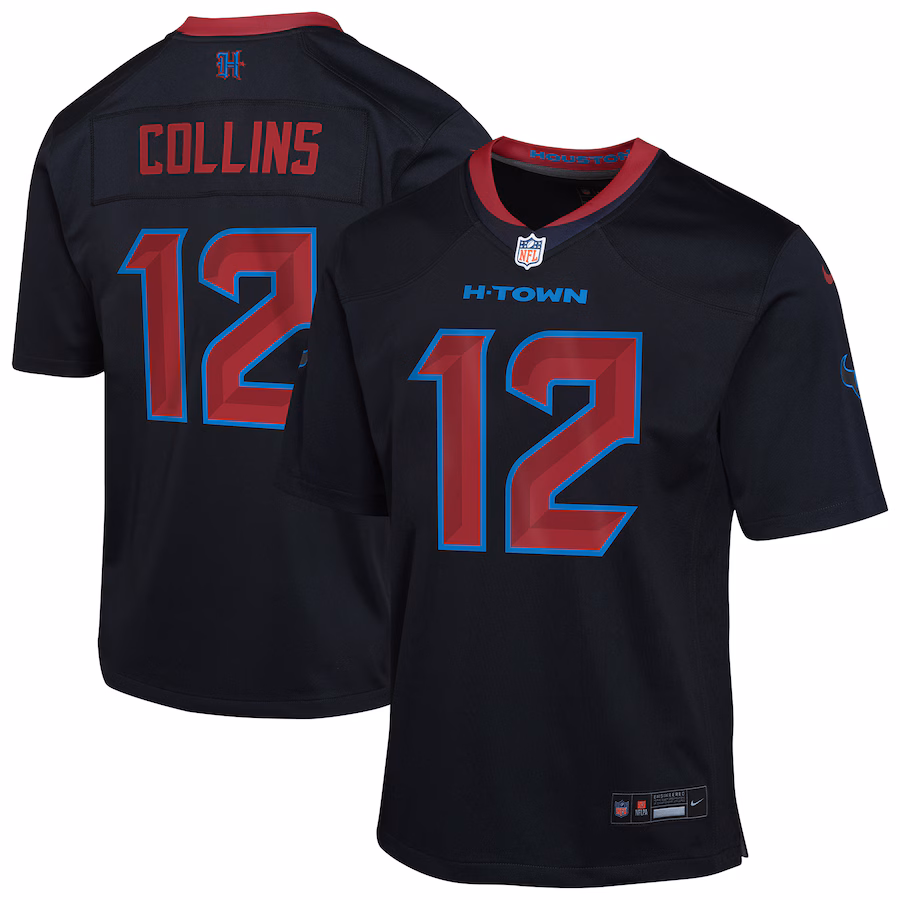 Youth Houston Texans Nico Collins Nike Navy Alternate Game Jersey