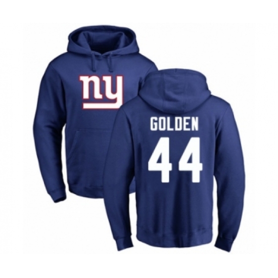 Football New York Giants #44 Markus Golden Royal Blue Name & Number Logo Pullover Hoodie