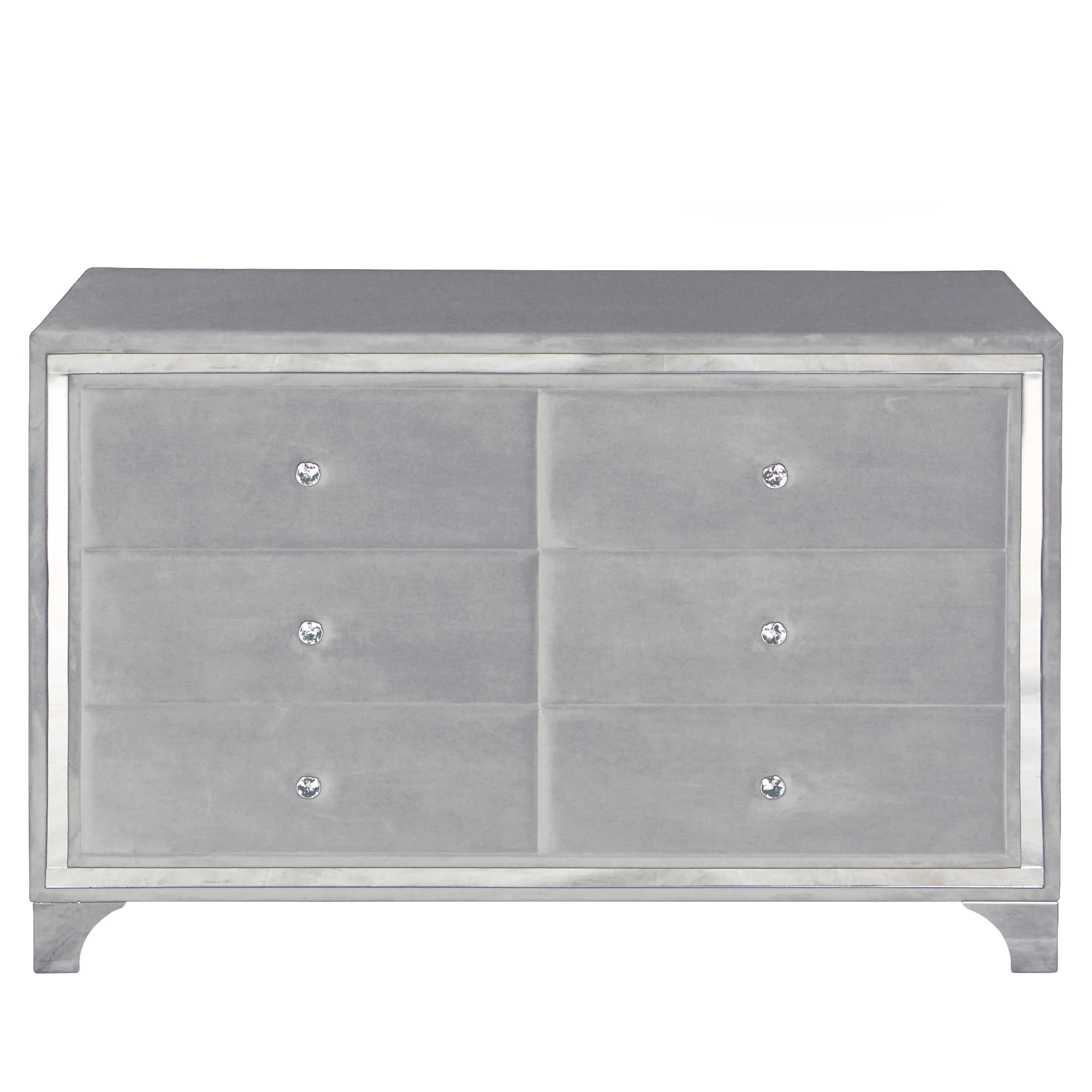 Better Home Products Monica Velvet Upholstered Double Dresser in Gray