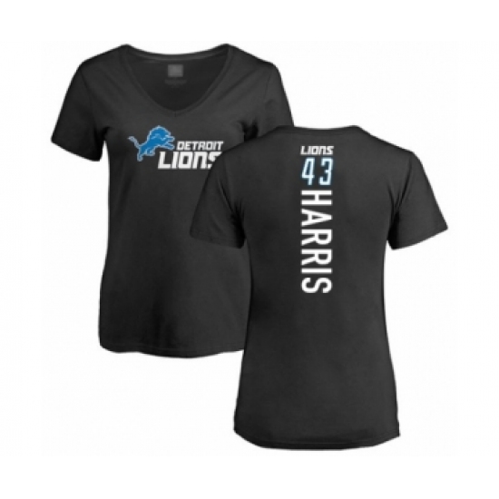 Football Women's Detroit Lions #43 Will Harris Black Backer T-Shirt